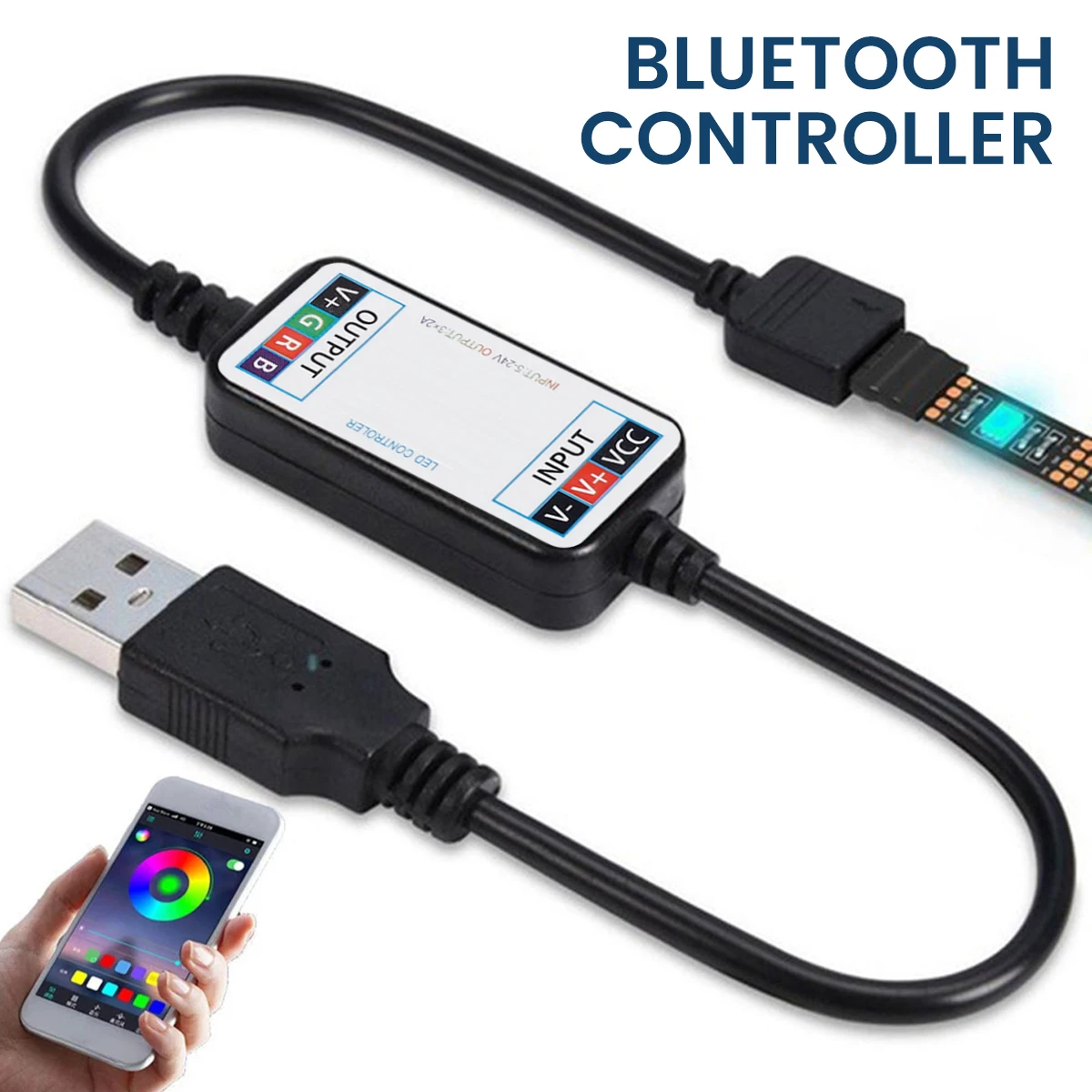 

RGB Bluetooth Controller LED Light APP Control Converter Music Color Adjustable Controller for RGB LED Strip Lights Android iOS
