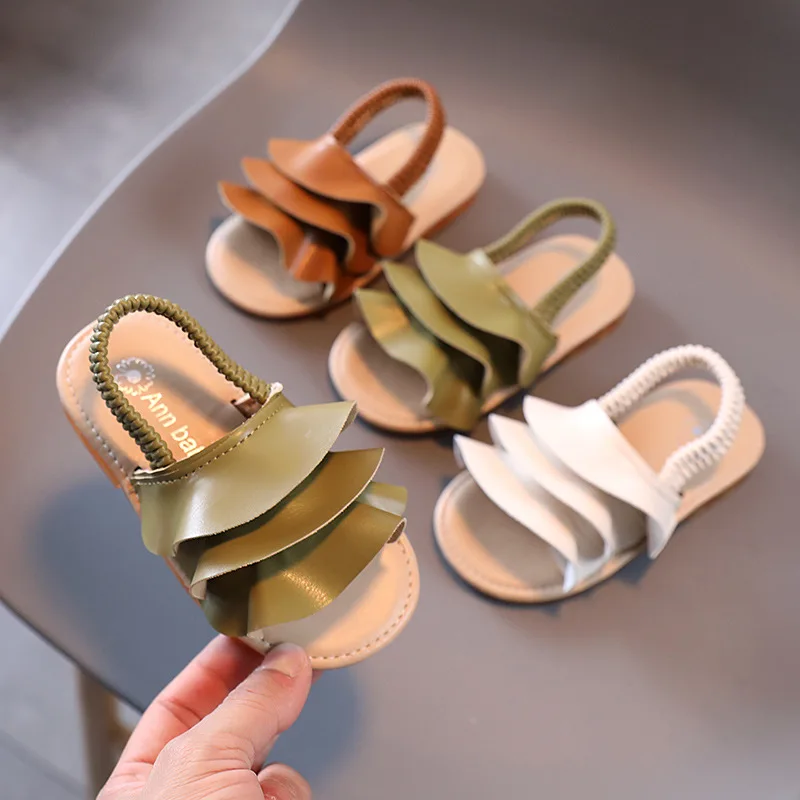 

Summer Shoes New Children Outer Wear Beach Shoes Princess Sandals Ruffles Casual Cute Sweet Shoes for Kids Hot Non-silp Fashion