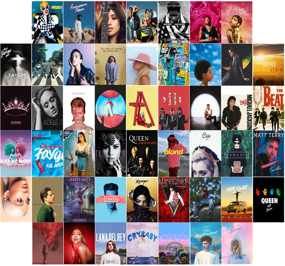 

50Pcs Music Album Cover Popular Band Aesthetic Picture for Wall Collage Kits Room Decor for Girl Modern Wall Art Print for Room