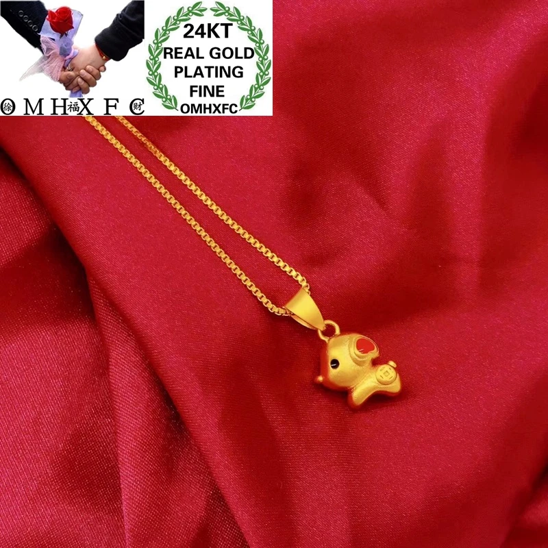 

OMHXFC оптом YM178 Европейская мода Горячая изящная женщина мужчины вечерние день рождения свадьба подарок милое Сердце Собака 24KT золотой кулон ...