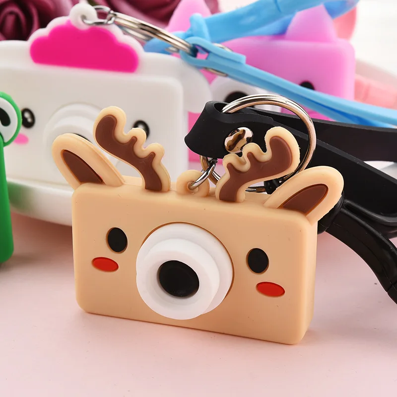 

Cartoon Animal Mini Camera Keychain Silicone Color Cute Girl Bag Car Pendant Anime Couple Gift Key Ring Accessories