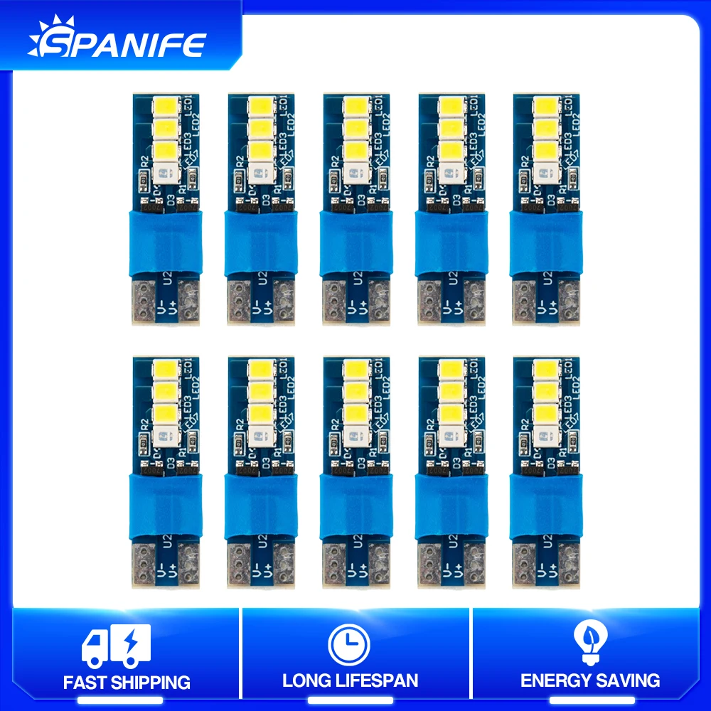 

Spanife 10 шт. W5W Led T10 светильник COB Белый Автомобильный номерной знак лампа купольная лампа для чтения DRL 2835-8SMD светодиодная внутренняя подсветка...