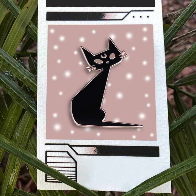 Луна черная кошка эмали штырь Луны брошь в виде кошки Симпатичные magic pet значки с