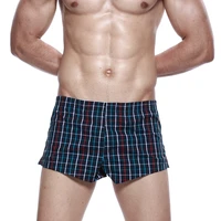 free shipping new aro 100 male shorts boxer cotton pajama lounge casual plaid line mens shorts beach loose shorts