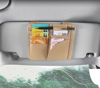 car sun visor card case pu leather car bill business card holder storage bag car interior accessories