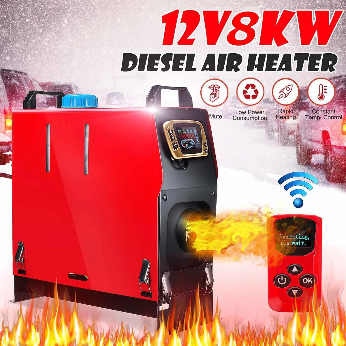 12V 1 8KW все в одном Дизельный подогреватель воздуха хост 8kw Регулируемый отверстие