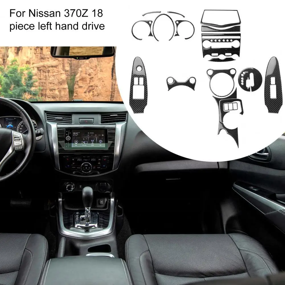 

18Pcs Trim Cover Sticker Self-adhesive Fade Resistant Carbon Fiber Anti-scratch Full Set for Nissan 370Z Z34 Left-hand Drive