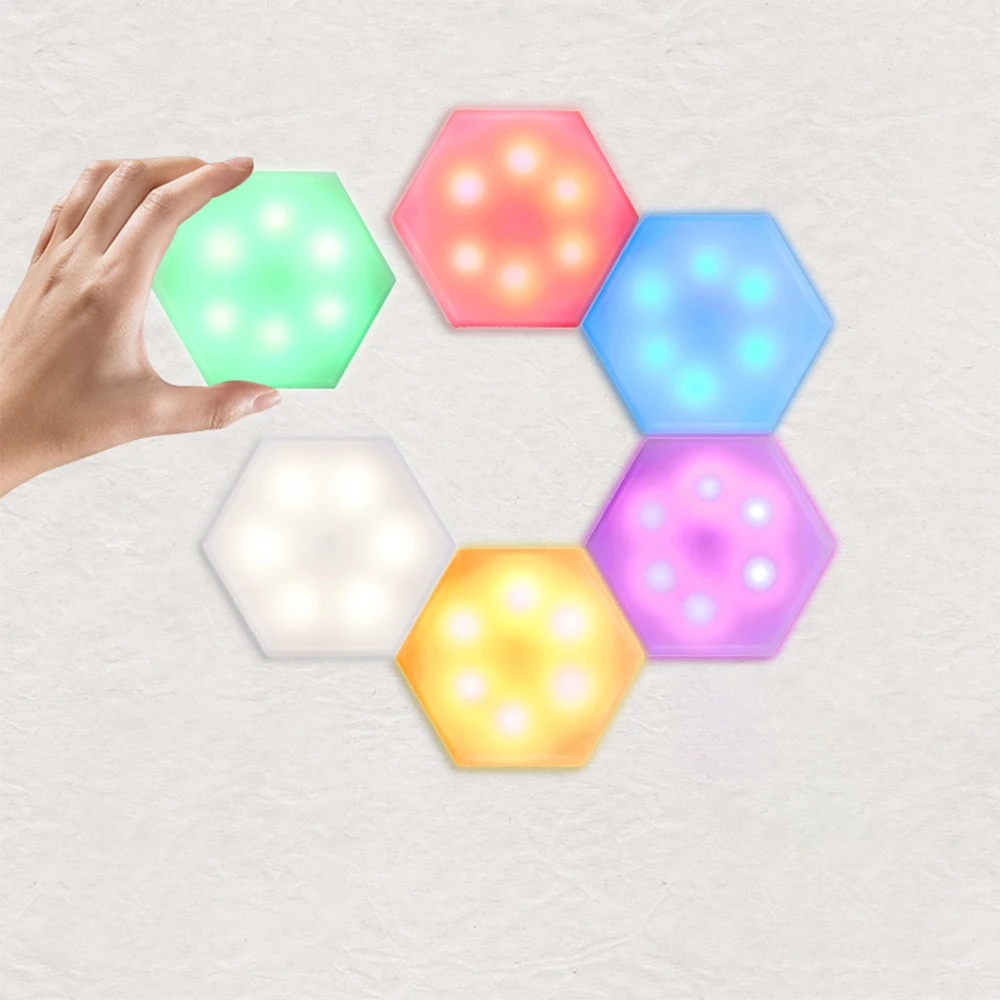 1 шт. DIY Ночной светильник с сенсорным датчиком светодиодный шестигранный пультом