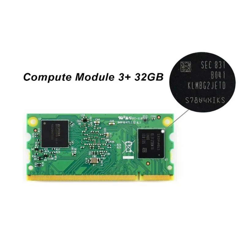 

Raspberry Pi Compute Module 3+ Lite/8GB/16GB/32GB 1GB RAM 64-bit 1.2GHz BCM2837B0 200PIN SODIMM connector supports window 10 etc