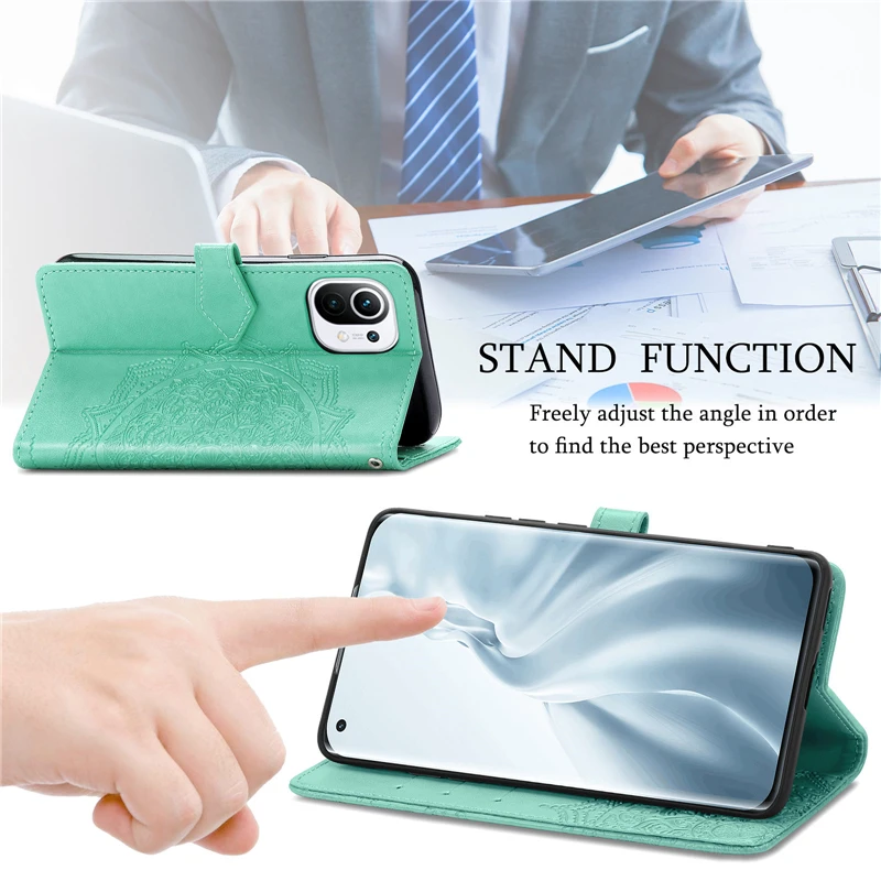 

For Xiaomi Mi 11 Case Luxury PU Leather Flip Cover For Xiaomi Mi 11 Wallet Card Holder Slots Phone Bumper Case For Xiaomi Mi 11