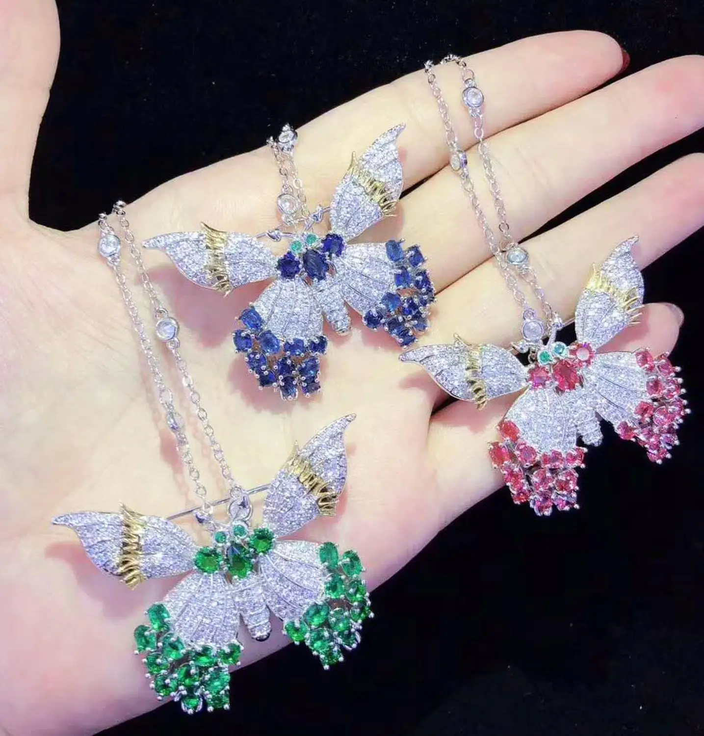 Женская микро-брошь-бабочка с золотым покрытием, 1 шт., 46x37 мм