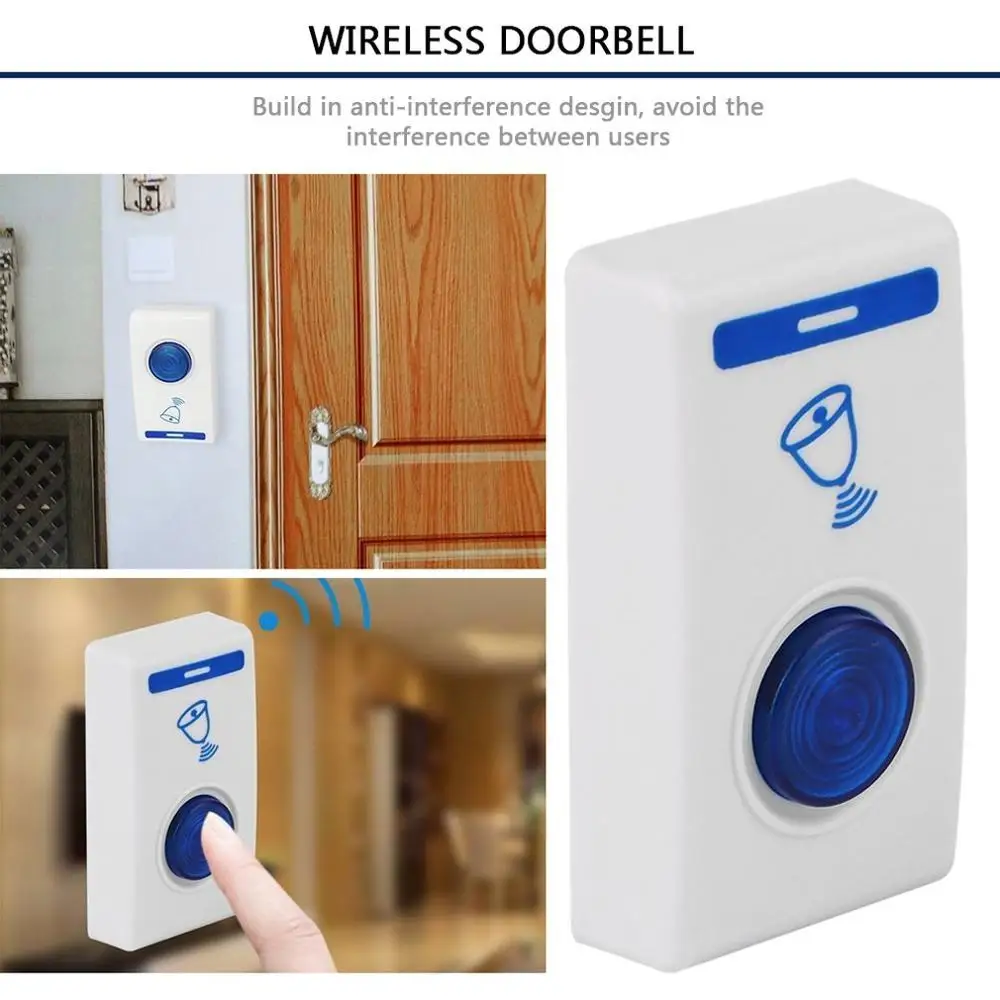 

New LED Door Bell Wireless Doorbell Battery Powered 32 Tune Songs 1 Remote Control 1 Wireless Home Security Smart free shipping