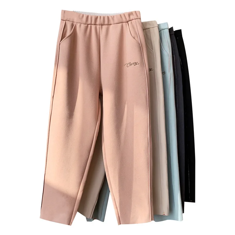 Женские брюки карандаш с высокой талией повседневные однотонные шаровары теплые