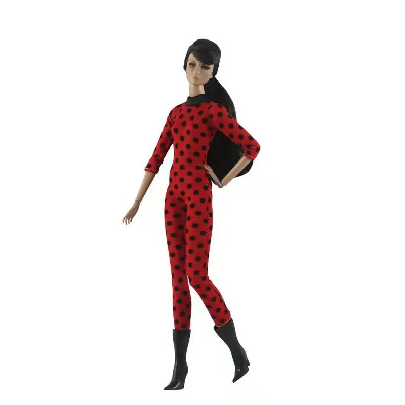 

Classic Black Dotted Polka Long Sleeve Red Jumpsuit 1/6 BJD Clothes For Barbie Doll Clothes Outfits 11.5" Dolls Accessories Toys