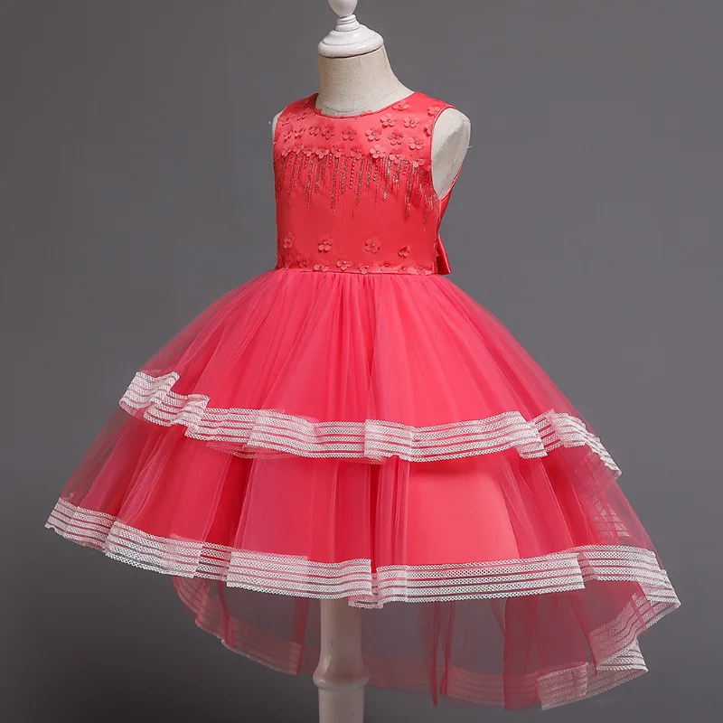 Новое платье для девочек с цветами детское принцессы кружевная юбка-пачка со
