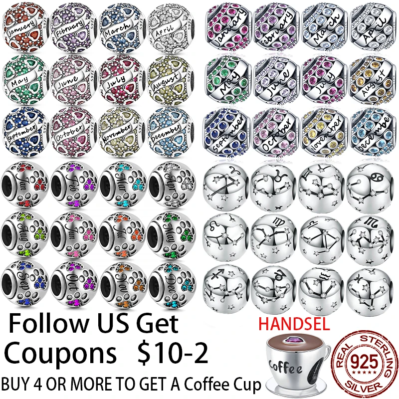 

2021 New PLATA Charm Of Ley 925 Silver 12th Birthday Stone Beads Lady Original Pandora Bracelet DIY Jewelry