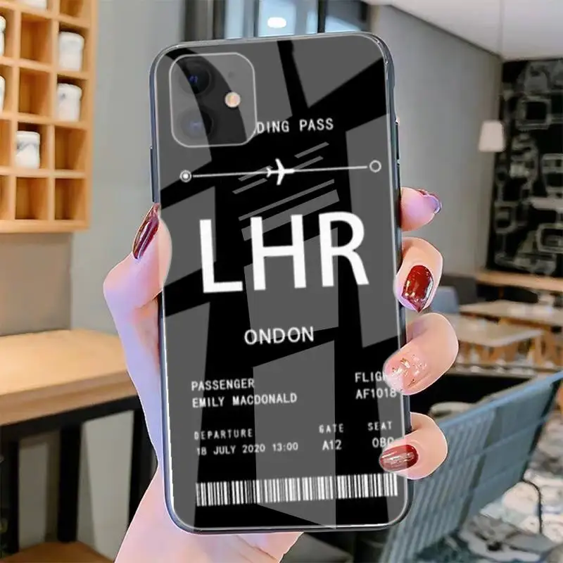 

Personalised Plane Ticket Custom Phone Cases Tempered Glass For Iphone6plus 6S 7 7plus 8 X XS XSmax XR 11 12 Pro Max 12mini