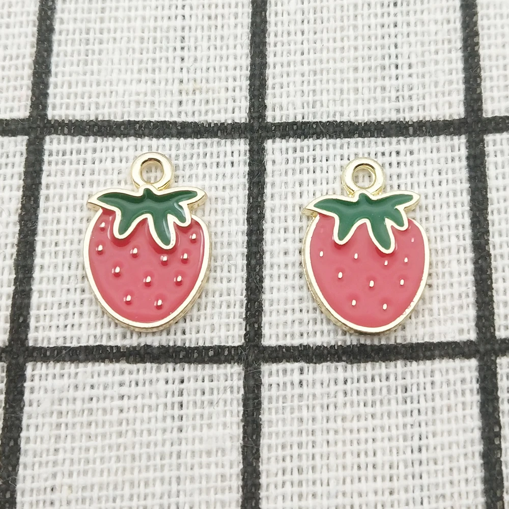 10 шт. эмаль клубника очаровательные ювелирные аксессуары серьги кулон браслет