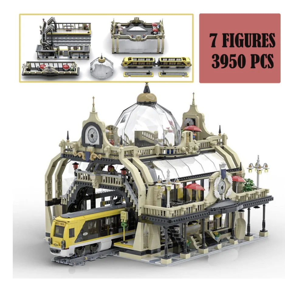 Конструктор MOC Creatoring серии городская улица модель железнодорожной станции