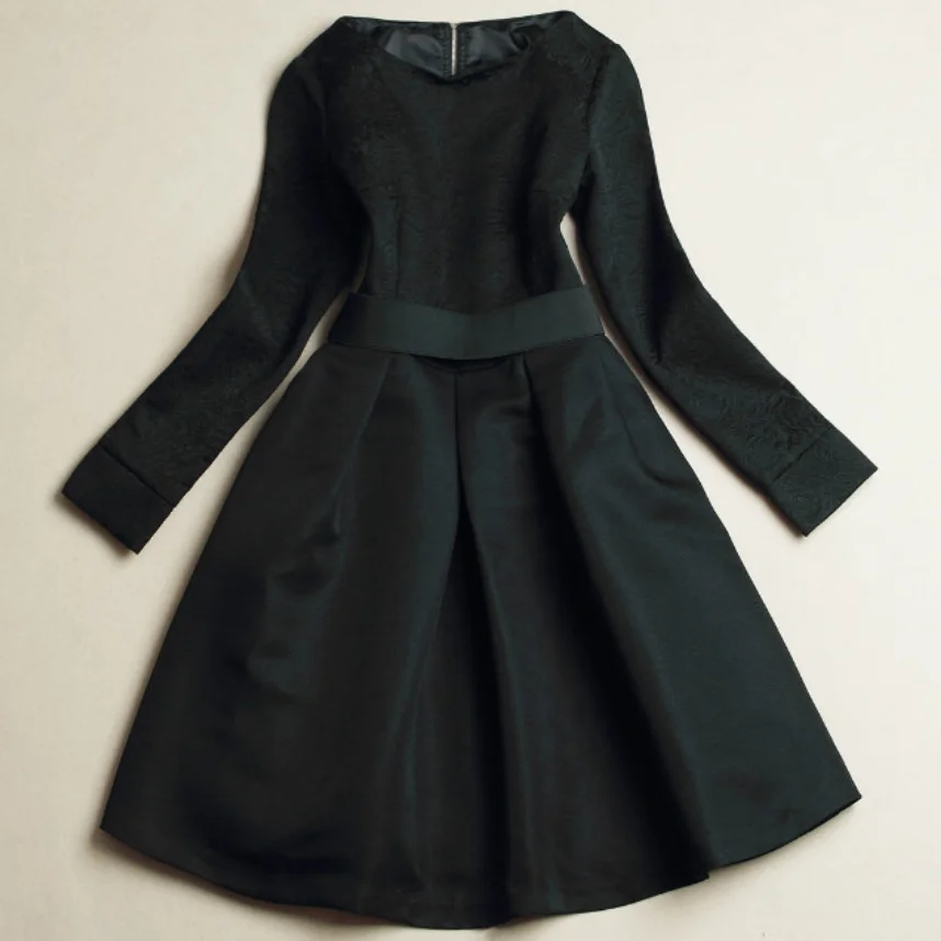 Женское жаккардовое платье-пачка с длинным рукавом | Женская одежда