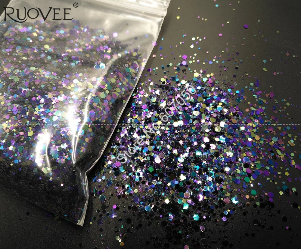 021 # Хамелеон Цвет Блестящий микс металлический блеск Шестигранная форма для