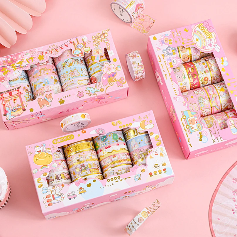 

20Rolls Washi Tape Set Decorative Washi Tape Cherry Blossom Ribbons Gold Foil Masking Tape Sakura School Supplies Washitape