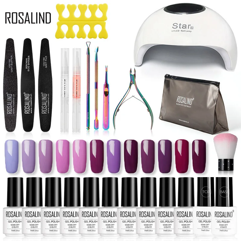 Комплект гель-лаков для ногтей ROSALIND гибридный набор полуперманентных маникюра
