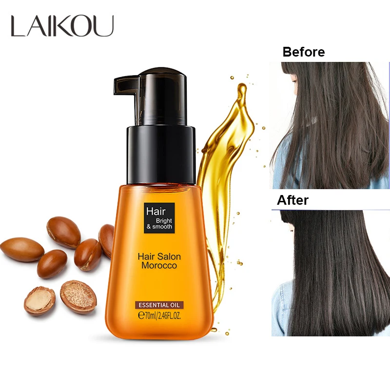 

LAIKOU Pure Argan Oil Hair Essential Oil Moroccan Hair Serum Increase Gloss Repair Damage Hair Smooth Dry Hair 70ml Hair Care