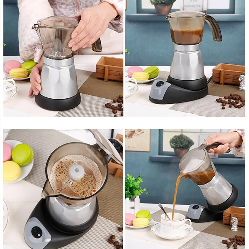 Электрический гейзер Кофеварка Moka Pot Итальянский Эспрессо кофеварка для мокко