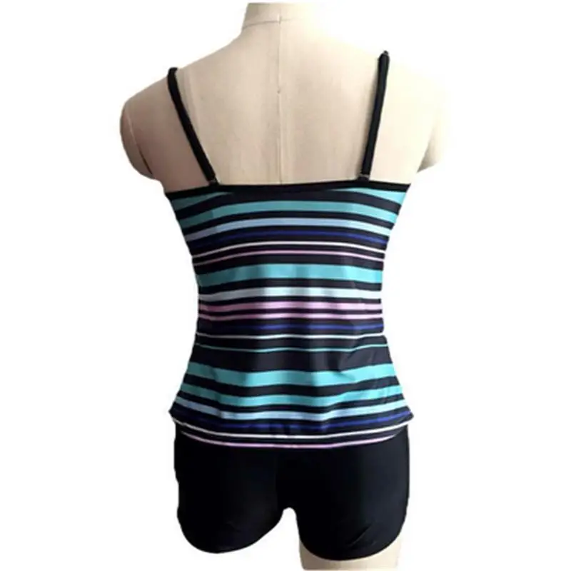 

Plus Size Women Summer Bikini Set Lady Push Up Monokini Bathing Suit Striped Beachwear 5XL