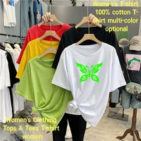 womens tops tees streetwear big butterfly logo t shirt short sleeve t shirt hip hop harajuku short sleeve loose t shirt top