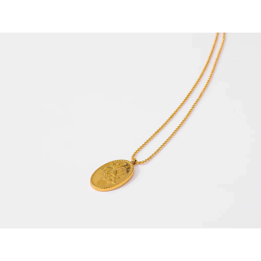

YMYW New Stainless Steel Collar Necklace Statement Gold Metal Flower Pendant Necklace for Women Chain Party Girls Gift