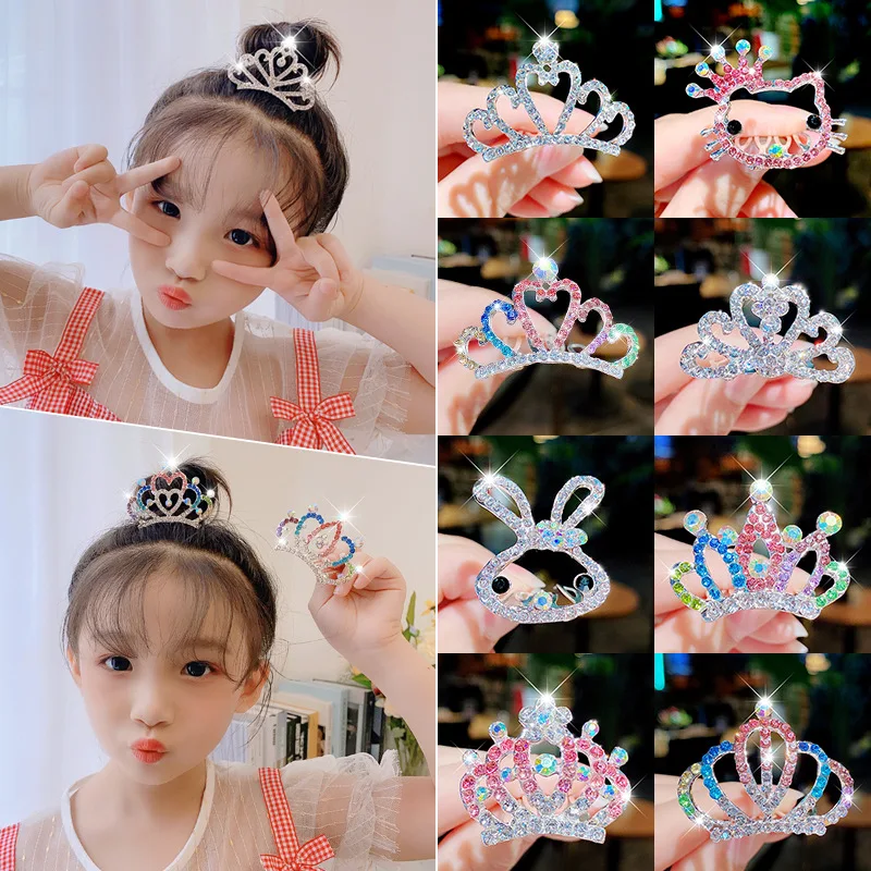 

Lovely Shining Rhinestone Hair Combs Crown Princess Girls Hair Clips Tiara Party Headwear Children Kids Hair Accessories