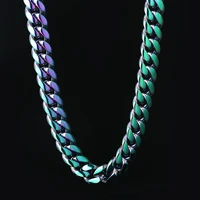 rainbow miami cuban link chain hiphop stainless steel cuban chain jewelry hip hop cuban link chain necklace