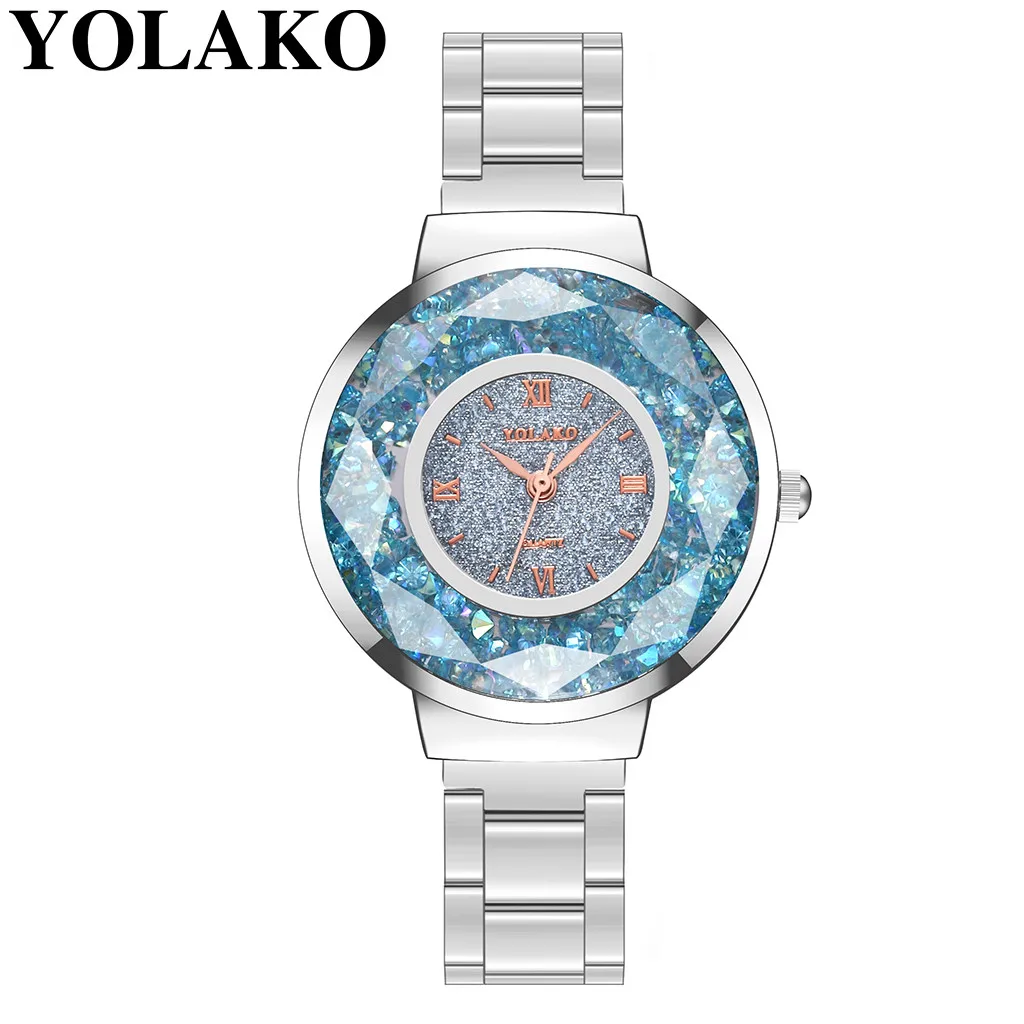 YOLAKO Montre роскошные женские часы стальные для девушек кварцевые из нержавеющей