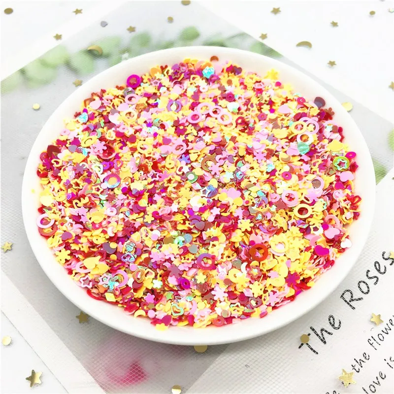 

Mix Nails Sequins Multi Heart Star Moon Dot Shape Sequin Mix Colors Flat Round Loose Paillettes DIY Manicure Nail Arts Decor 10g