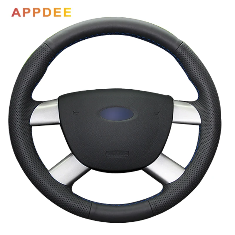 

Black Leather Hand-stitched Car Steering Wheel Cover for Ford Kuga 2008 2009 2010 2011 Focus 2