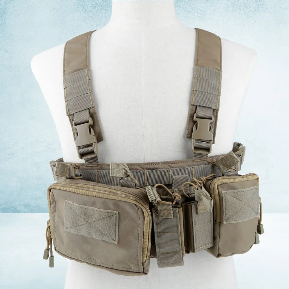 

Chest Vest Rig Multipurpose Molle Vest with Multi-Pockets Bag Airsoft Fighting Load Carrier Vest for CS Game Paintball Outdoor