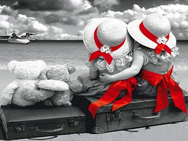 Алмазная вышивка Стразы с квадратными стразами портрет два ребенка мозаика 5D