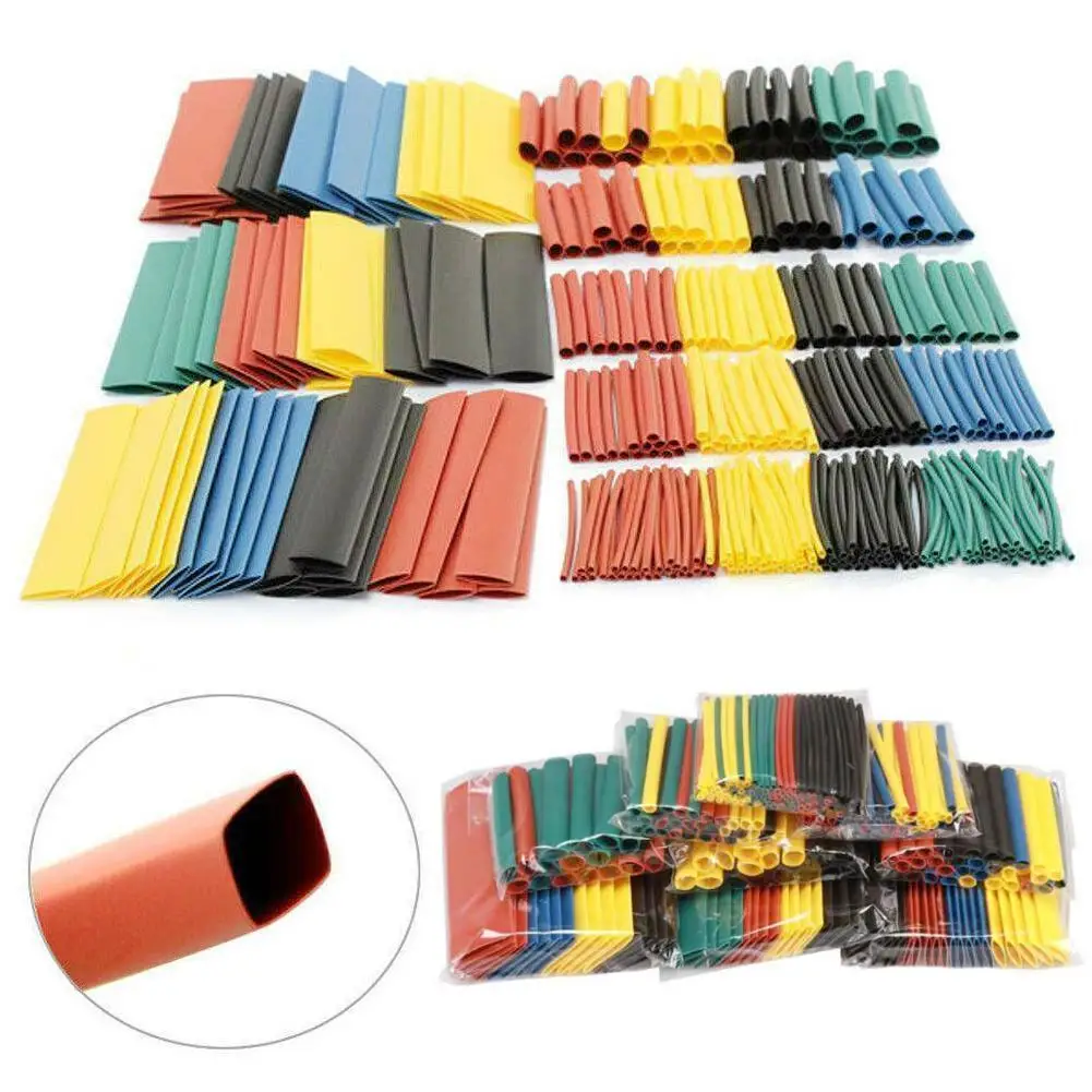 

328 Pcs 2:1 Polyolefin Heat Shrink Tubing Wrap Sleeve Kit Top Polyolefin 5 Colors 8 Sizes Tube Cable Sleeving Assortment Wrap