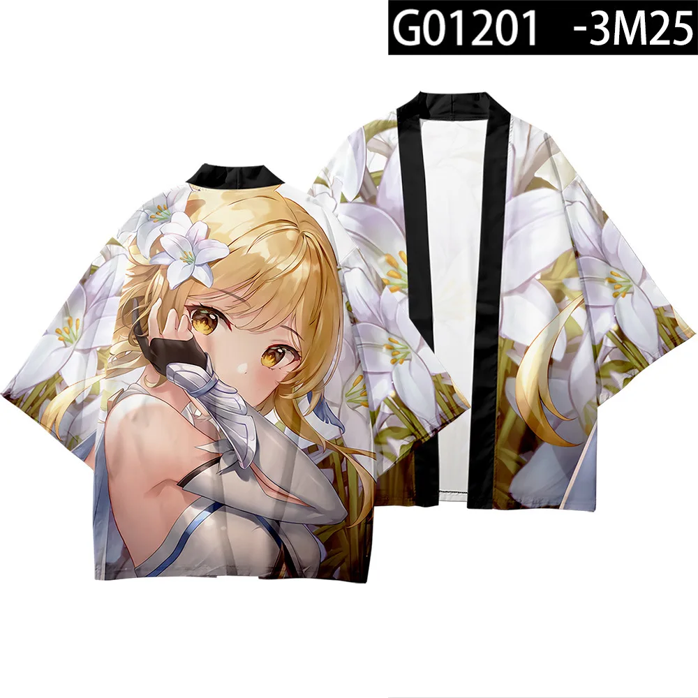 

Game Genshin Impact Cosplay Costume Lumine Klee Keqing Amber Barbara Anime Clothes Casual Loose Adult Kids Kimono Tops