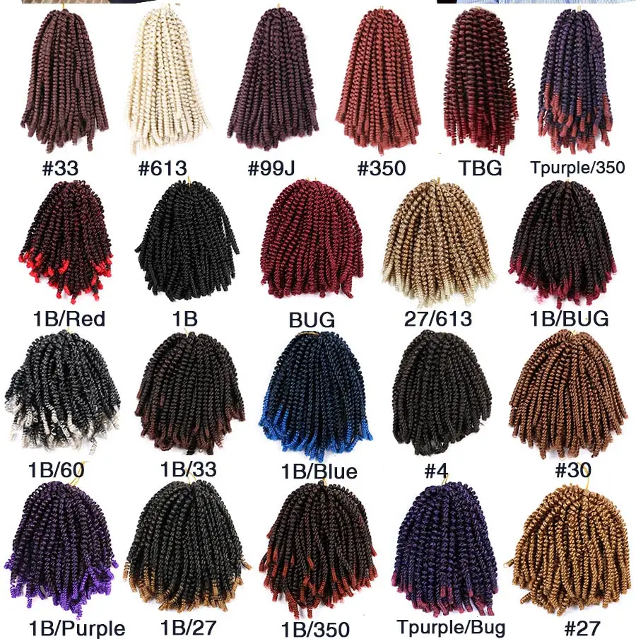 Недорогие 8-дюймовые синтетические плетеные Пружинные удлинители волос черные