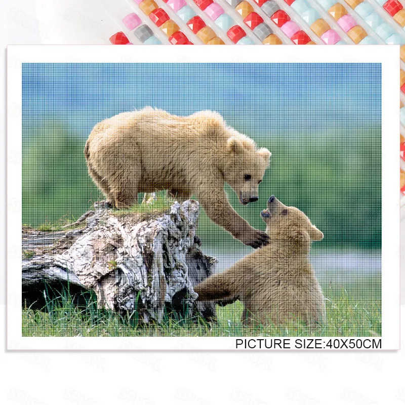 

Diy Diamond Painting Nature Wildlife Protected Animals Bear Decoration Painting Hanging Painting Modern Bedroom Wall Painting