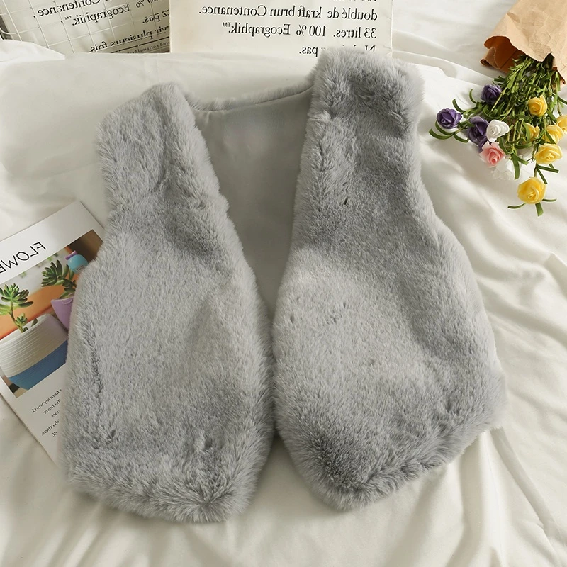 Дешевая оптовая продажа новинка 2021 Модный корейский черный меховой жилет