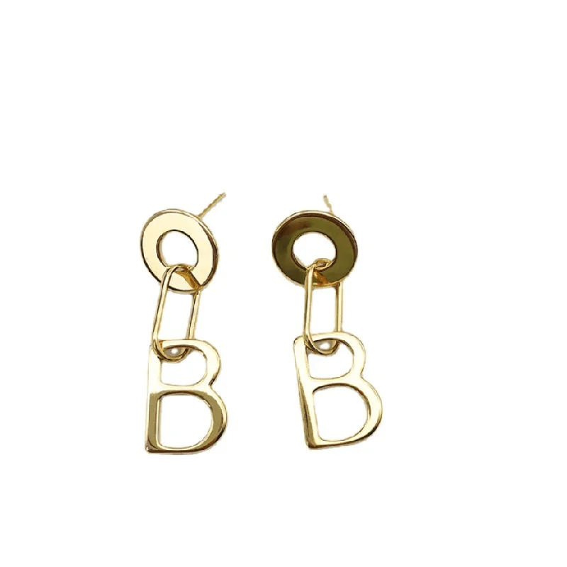 

European And American Double B Earrings Female Circle Earrings S925 Silver Needle Stud Earrings Fashion Girls Birthday Gifts Hot