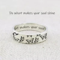 vintage do what makes your soul shine letter womens rings simple carving butterfly pattern rings for women party jewelry gift