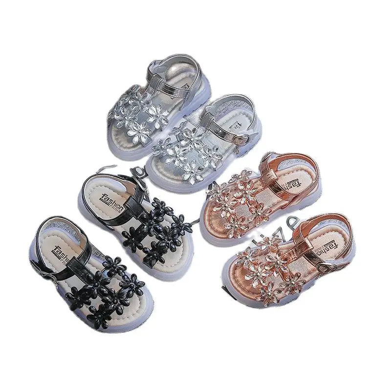 

1-6 Year Old Fashion Rhinestone Flower Princess Summer Sport Little Girl Beach Sandals 2021 For Kids Sandals Baby Children Shoe