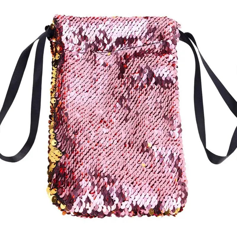 Кошелек унисекс с блестками на шнурке маленький мешочек бумажники для мелочи