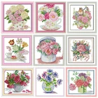 Розы и маргаритки Вышивка крестиком рукоделие штампованная ваза узор ручной работы набор 11CT 14CT печать Счетный тканевый набор ниток