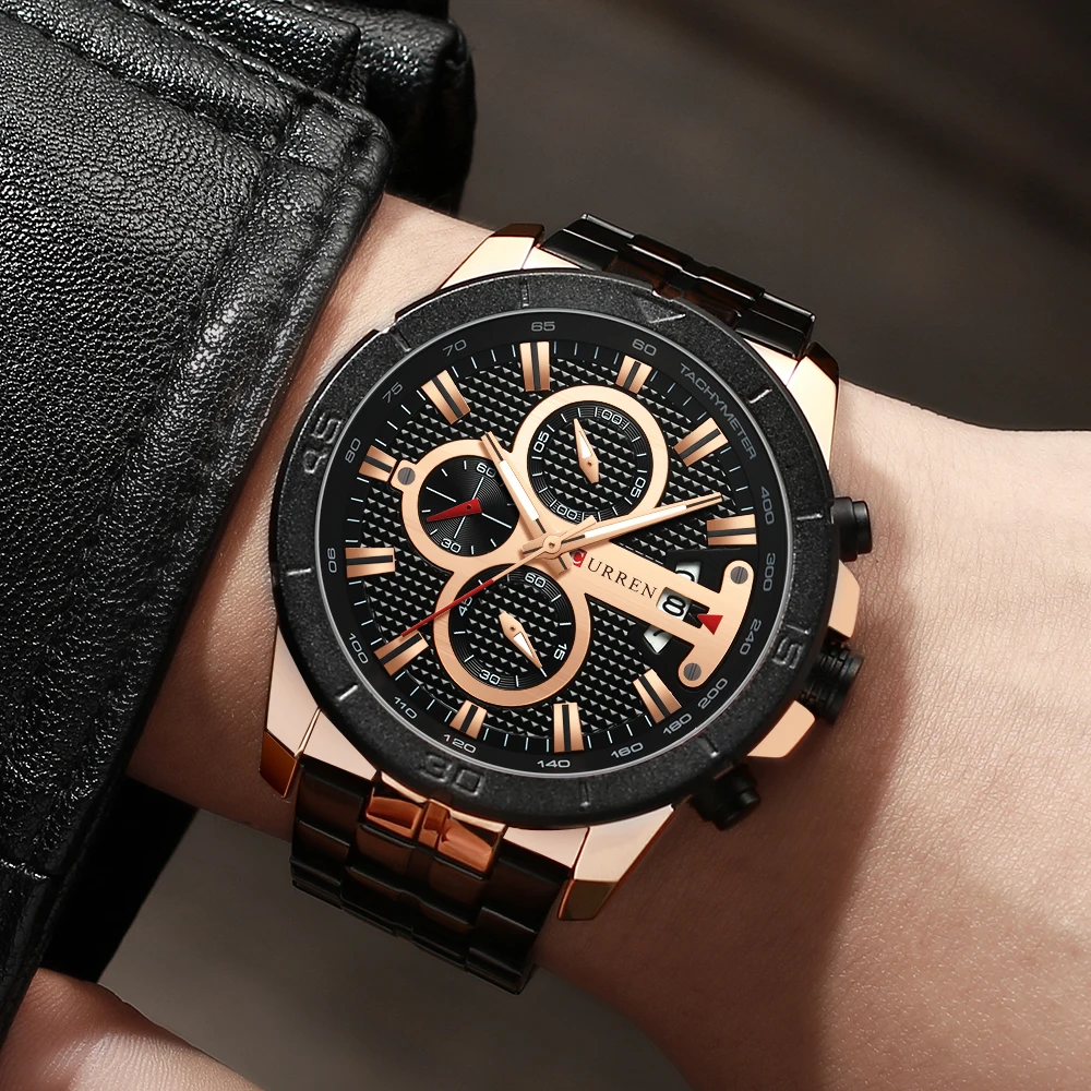 

New Luxury Brand CURREN Quartz Watches Sporty Men Wristwatch with Stainless Steel Clock Male Casual Chronograph Watch Relojes